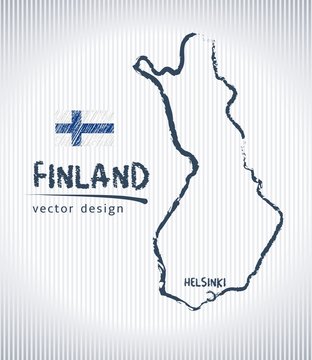 Finland national vector drawing map on white background