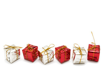 Christmas decorative gifts isolated on a white background