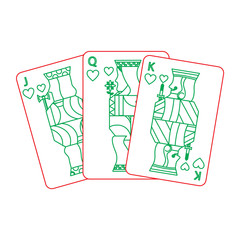 jack queen and king poker cards hand vector illustration