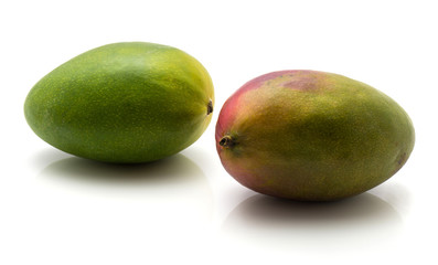 Mango isolated on white background two ripe.