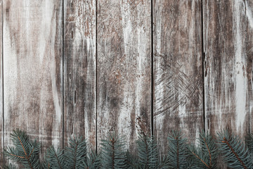 Old, rustic wood texture with natural patterns and cracks on the surface. Xmas background. Top view