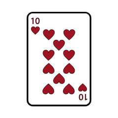 ten of hearts french playing cards related icon image vector illustration design 