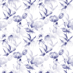 Seamless wallpaper with spring flowers - 181538484