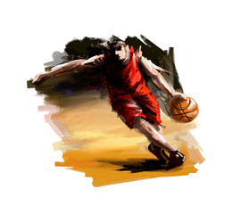 Fototapeta premium Digital painting of a basketball player