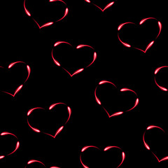 Hearts made by fen fires,  seamless pattern, vector background.
