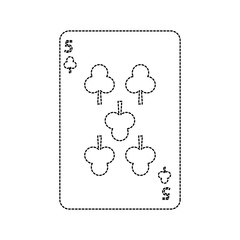 five of clover or clubs french playing cards related icon image vector illustration design  black dotted line