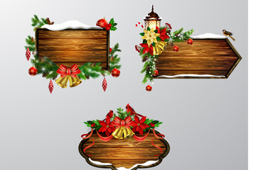 Vector wooden christmas board