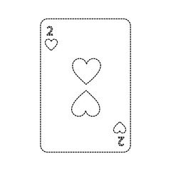 two of hearts french playing cards related icon image vector illustration design  black dotted line
