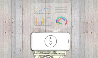 concept business plan, money, statistics, hologram on the table. - 181539457