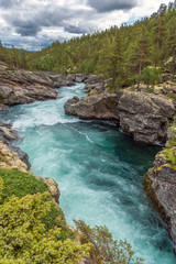 Naklejka na ściany i meble Ridderspranget - `The Knight-jump` - Sjoa river, Jotunheimen Nationalpark, Norway