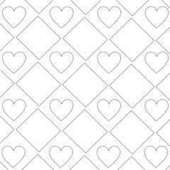 hearts in checkered pattern icon image vector illustration design  black dotted line