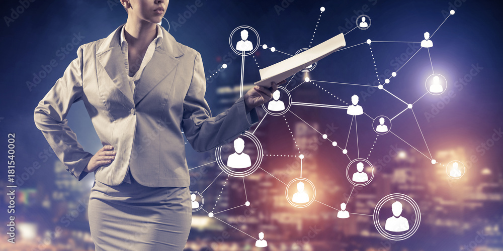 Aufkleber concept of modern business networking that connect and cooperate