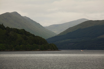 Scottish landscape with mountains and lakes