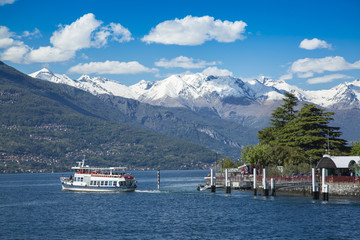 Ferry on the Lake Como in Bellagio City, Italy