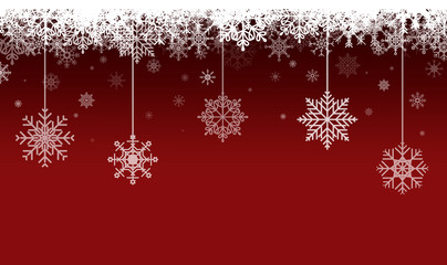 Naklejka na ściany i meble Red Christmas Background with Snowflakes 