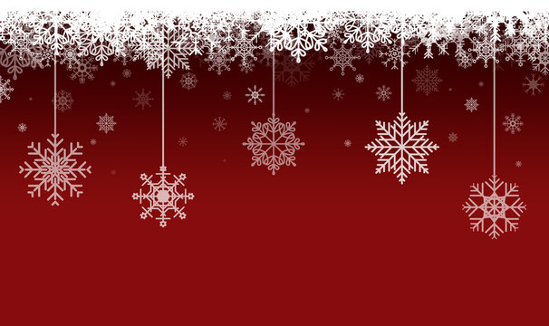 Red Christmas Background with Snowflakes
