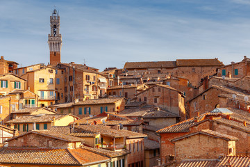 Siena. View of the old city district. - obrazy, fototapety, plakaty