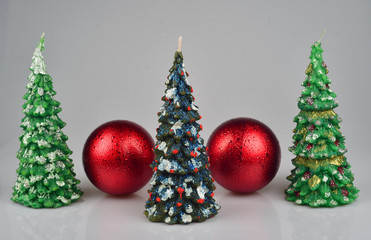 Beautiful shaped colored candles for Christmas