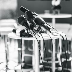 Press conference microphones