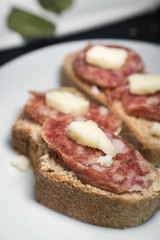 Sicilian salami bruschetta and cheese