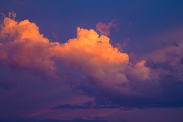 Fototapeta premium Fiery orange sunset sky. Beautiful sky.