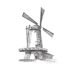 Vector graphic illustration of a mill - 181546427