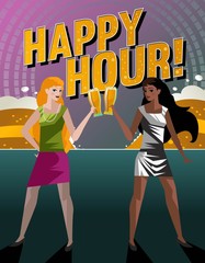 happy hour drinking beer women