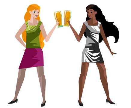 happy hour drinking beer women