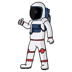 Vector image of an astronaut. The character is in a spacesuit. The reflection of the cosmos.