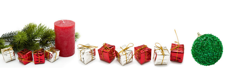 set of Christmas and New Year decorations isolated on a white background