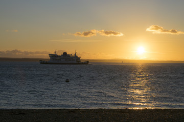 Fototapeta na wymiar Ferry Sunset