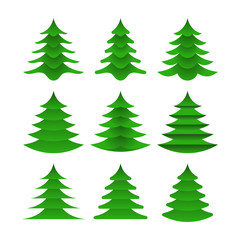 Designer collection Christmas trees in a flat style