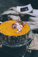 yellow cake with passion fruit