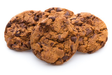 Chocolate Chip Cookie isolated on white background.