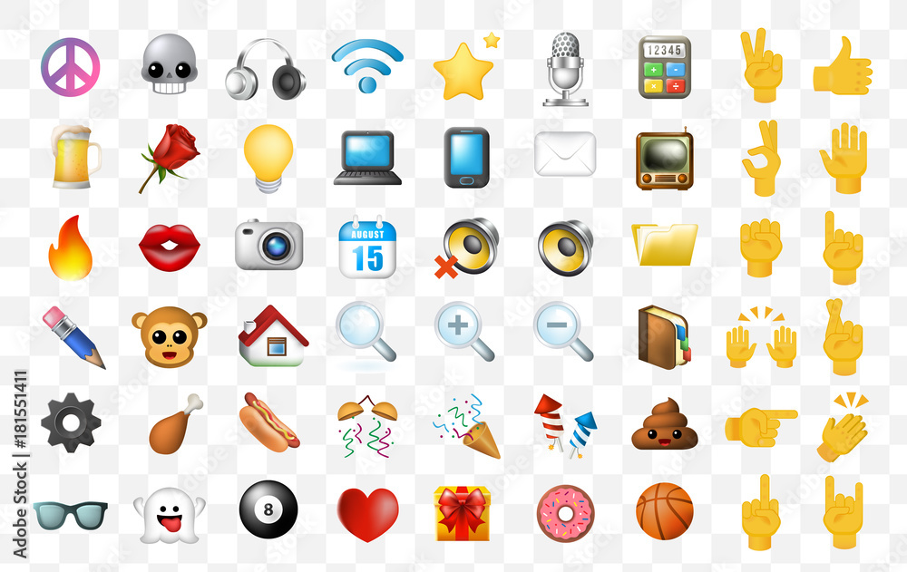 Poster set of realistic cute elegant multimedia and interface icons on transparent background . isolated ve