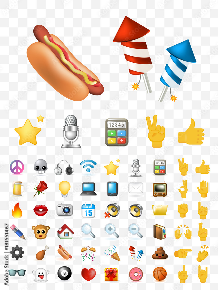 Poster set of realistic cute elegant multimedia and interface icons on transparent background . isolated ve