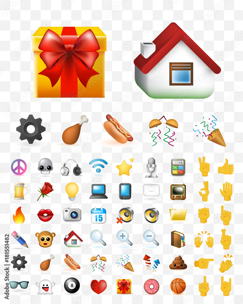Poster set of realistic cute elegant multimedia and interface icons on transparent background . isolated ve