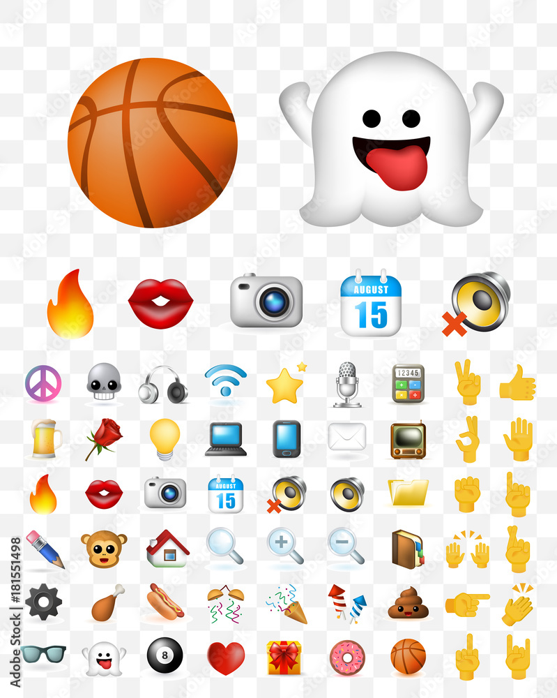 Aufkleber set of realistic cute elegant multimedia and interface icons on transparent background . isolated ve