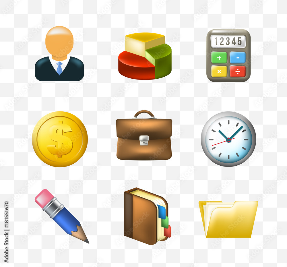 Poster set of cute multimedia and interface icons on transparence background . isolated vector illustration