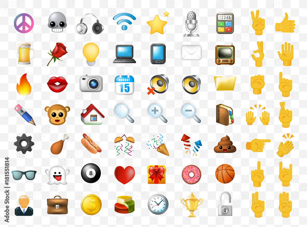 Poster set of realistic cute elegant multimedia and interface icons on transparent background . isolated ve