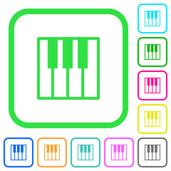 Piano keyboard vivid colored flat icons icons