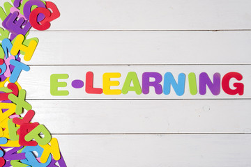 E-Learning - written with coloured letters