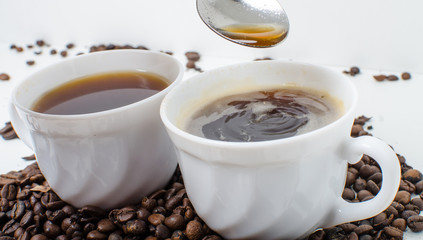 A cup of hot coffee