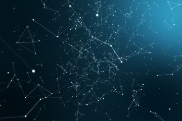 Modern technological rotary background with connections and nodes 3d illustration © flashmovie