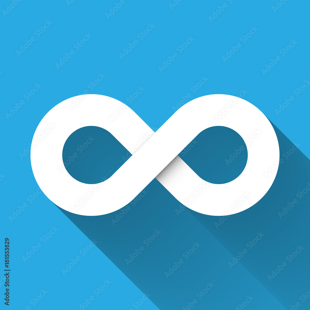 Poster infinity symbol icon. concept of infinite, limitless and endless. simple white vector design element
