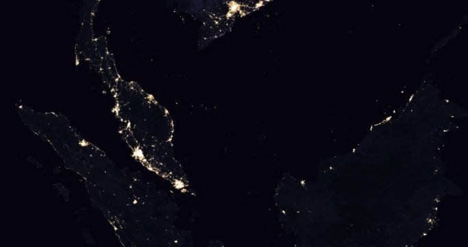 Earth from space at night: Indonesia. Clip is reversible. Data: USGS/NASA Landsat