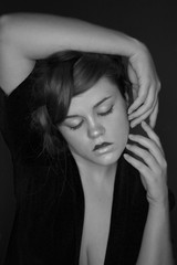 portrait woman black and white