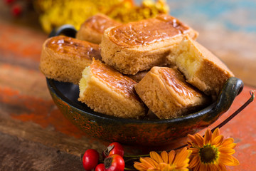 Autumn dessert, stuffed cookies on the wooden table, Thanksgiving food concept