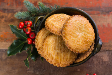 Almond stuffed Christmas cookies on Christmas decorated table