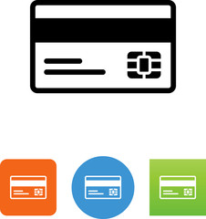Credit Card With Magnetic Strip And Chip Icon